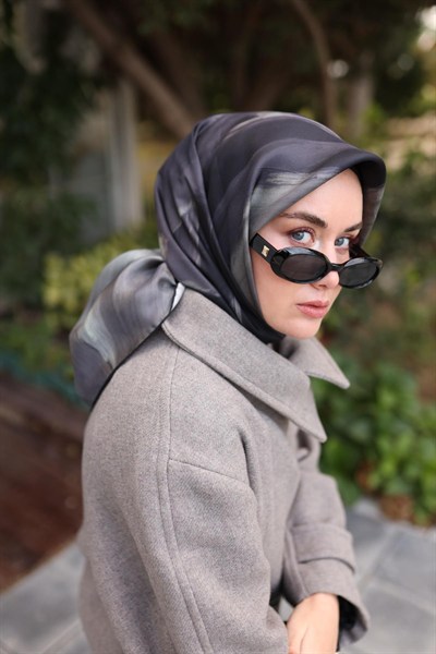 Silk Home Twill İpek Eşarp - 11448-48 Siyah Füme