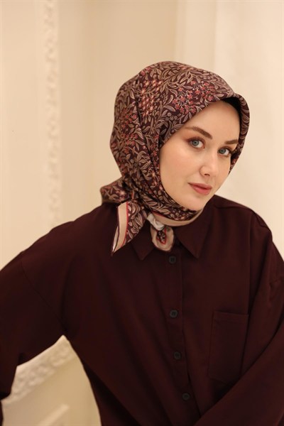Silk Home Twill İpek Eşarp - 11464-05 Mürdüm
