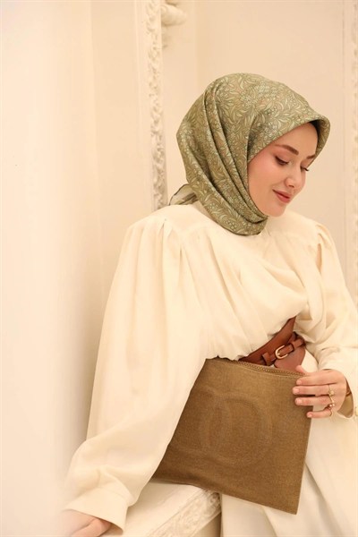 Silk Home Twill İpek Eşarp - 11464-06 Vizon Yeşil