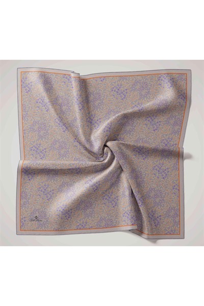 Silk Home Twill İpek Eşarp - 11464-45 Turuncu Gri