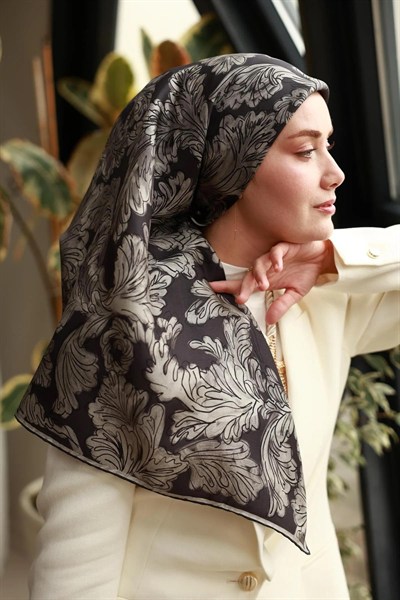 Silk Home Twill İpek Eşarp - 11468-03 Siyah Gri