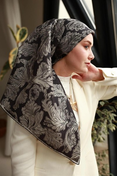 Silk Home Twill İpek Eşarp - 11468-03 Siyah Gri