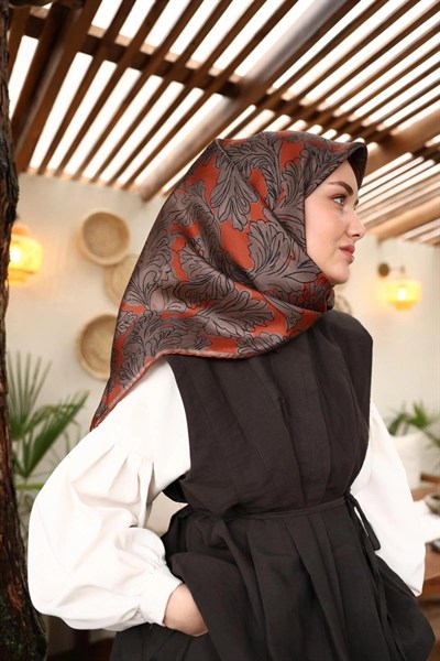 Silk Home Twill İpek Eşarp - 11468-23 Kiremit