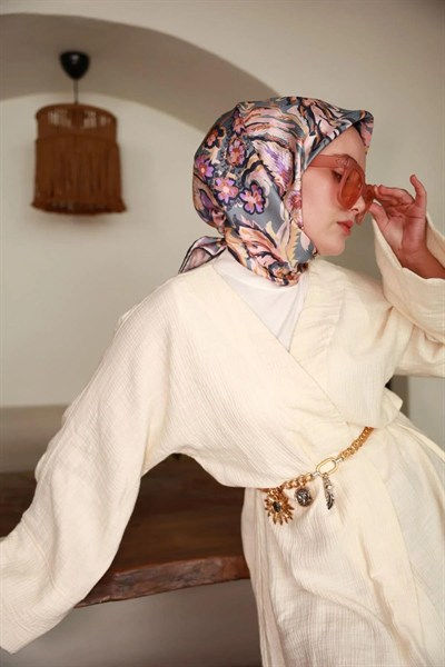 Silk Home Twill İpek Eşarp - 11469-02 Mavi Pembe