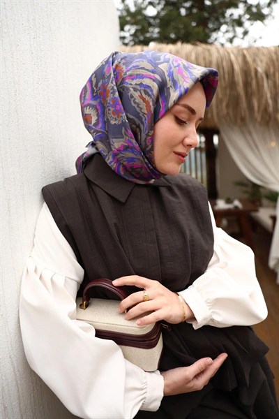 Silk Home Twill İpek Eşarp - 11469-46 Füme Saks