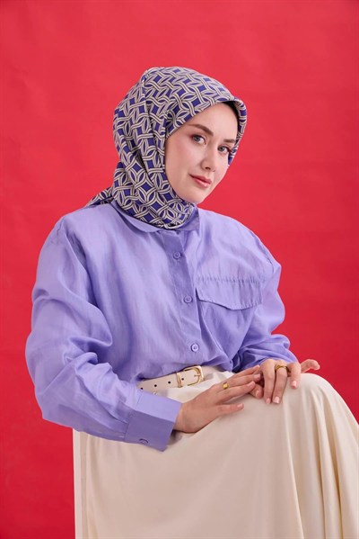 Silk Home Twill İpek Eşarp - 11479-33 Morcivert Gümüş