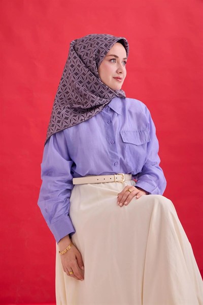 Silk Home Twill İpek Eşarp - 11479-36 Koyu Mor