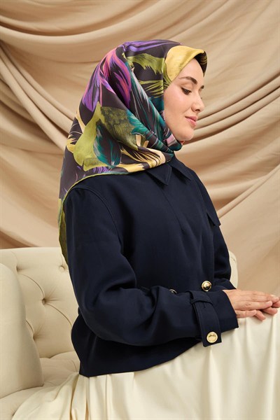 Silk Home Twill İpek Eşarp - 11480-50 Antrasit Yeşil