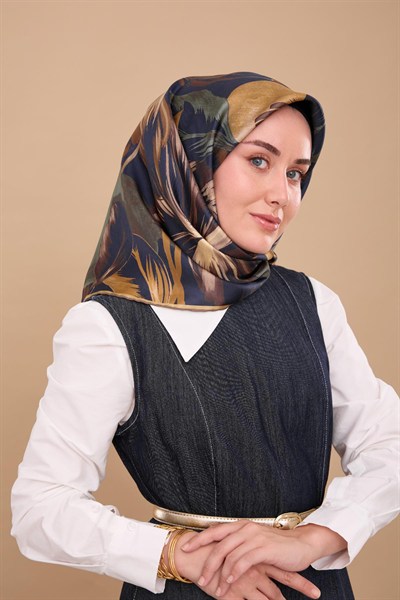 Silk Home Twill İpek Eşarp - 11480-62 Lacivert Yeşil