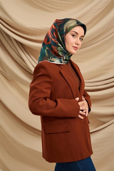 Silk Home Twill İpek Eşarp - 11480-68 Petrol Yeşili