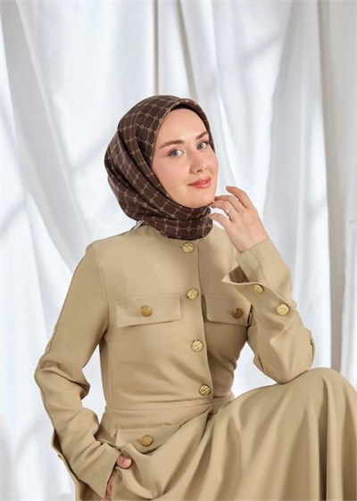 Silk Home Twill İpek Eşarp - 11539-10 Kahverengi