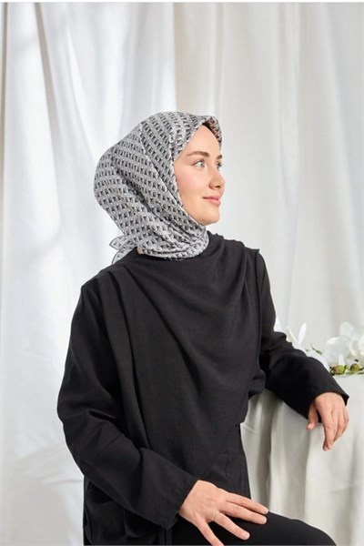 Silk Home Twill İpek Eşarp - 11547-13 Gri Siyah