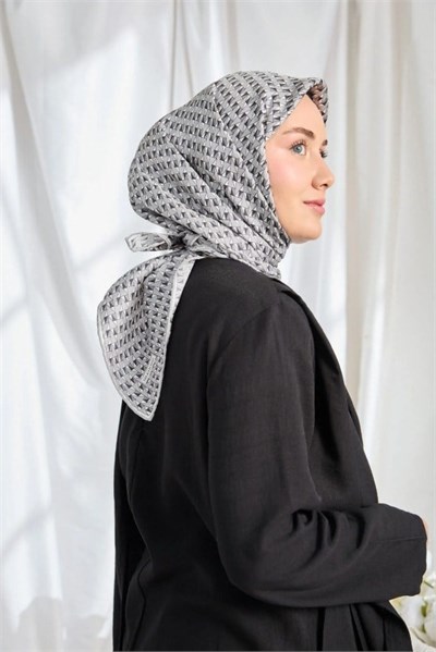 Silk Home Twill İpek Eşarp - 11547-13 Gri Siyah