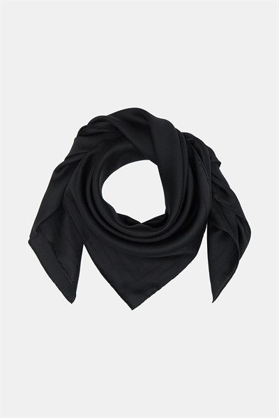 Vakko Jakarlı Twill İpek Eşarp - Çerçeve - Siyah