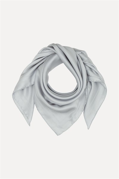 Vakko Jakarlı Twill İpek Eşarp - Çerçeve - Gümüş