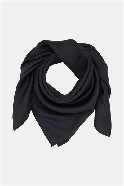 Vakko Jakarlı Twill İpek Eşarp - Çerçeve - Lacivert