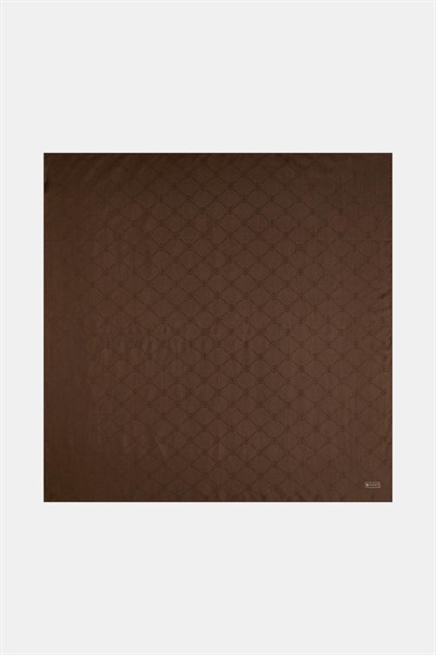 Vakko Pamuk İpek Eşarp - Monogram - Acı Kahve
