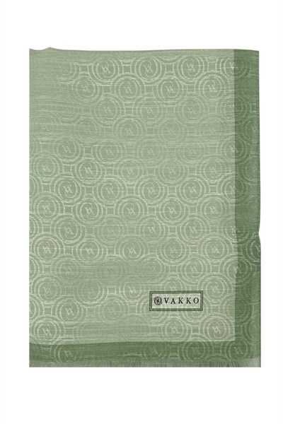 Vakko Pamuk İpek Şal - Helezon Monogram - Mint