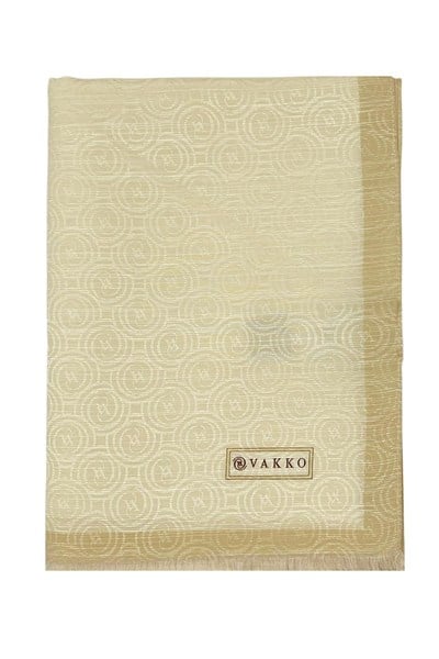 Vakko Pamuk İpek Şal - Helezon Monogram - Krem