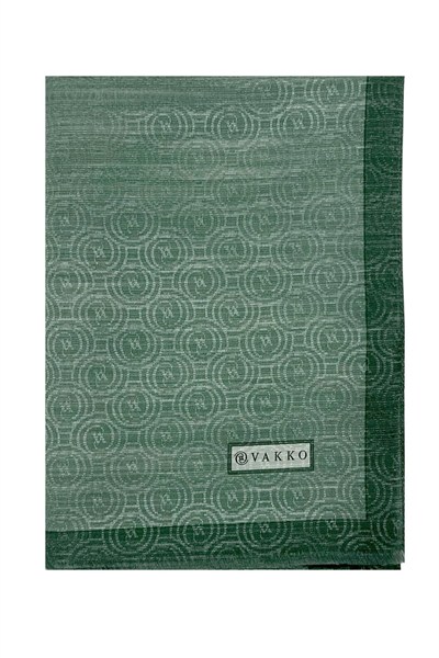 Vakko Pamuk İpek Şal - Helezon Monogram - Koyu Çağla
