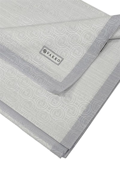 Vakko Pamuk İpek Şal - Helezon Monogram - Açık Gümüş