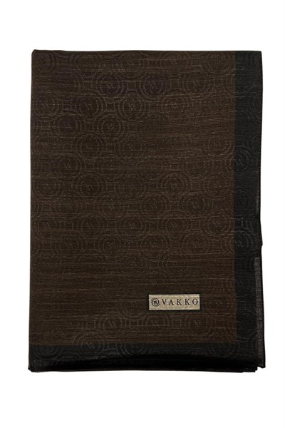 Vakko Pamuk İpek Şal - Helezon Monogram - Acı Kahve
