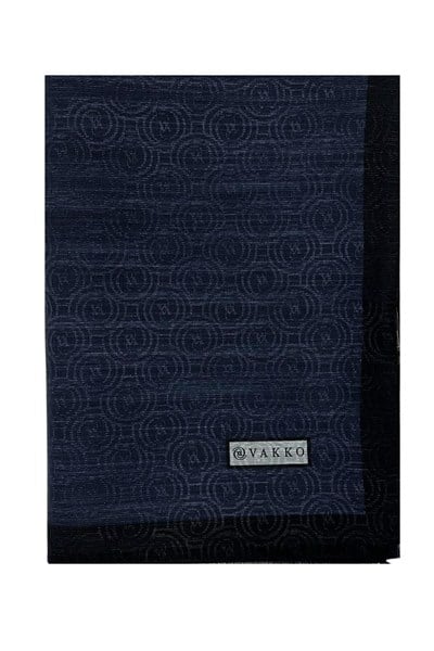 Vakko Pamuk İpek Şal - Helezon Monogram - Lacivert