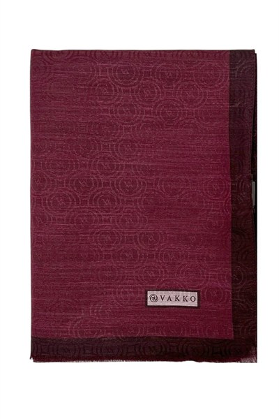 Vakko Pamuk İpek Şal - Helezon Monogram - Bordo