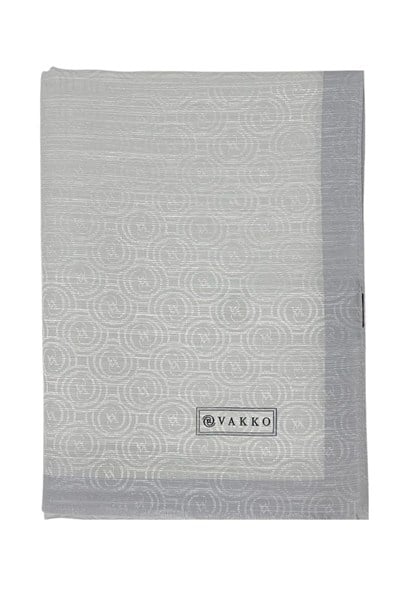 Vakko Pamuk İpek Şal - Helezon Monogram - Açık Gümüş