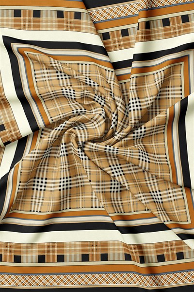 Vakko Twill İpek Eşarp - 2688-51 Siyah Kiremit
