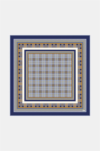 Vakko Twill İpek Eşarp - 2688-53 Lacivert Bej