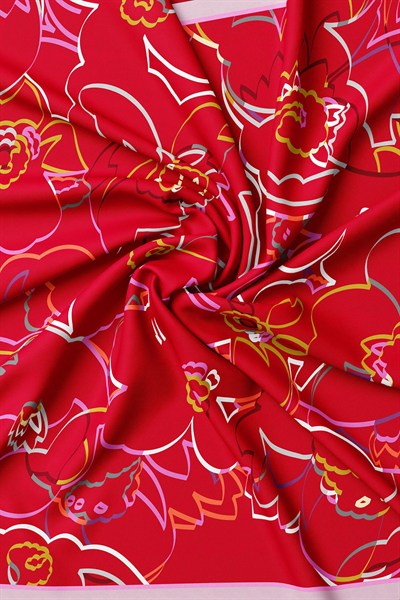 Vakko Twill İpek Eşarp - 2688-80 Kırmızı