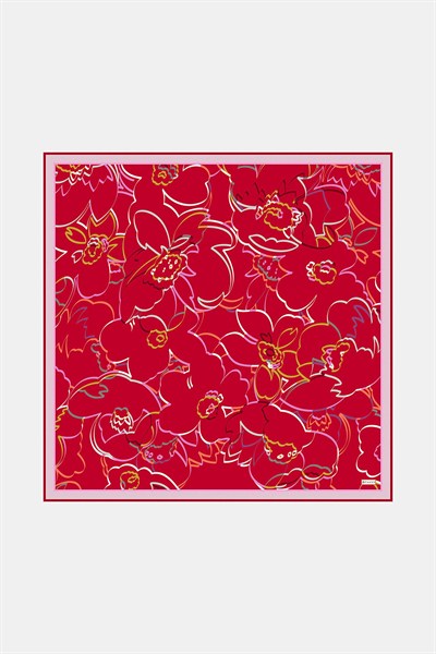 Vakko Twill İpek Eşarp - 2688-80 Kırmızı