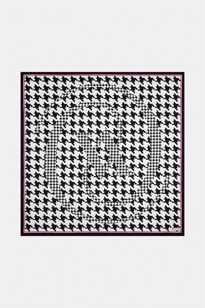 Vakko Twill İpek Eşarp - 27263 - Siyah Fuşya