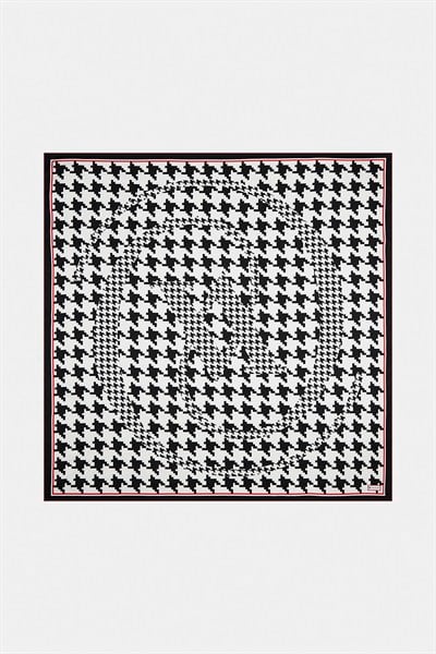 Vakko Twill İpek Eşarp - 27263 - Siyah Kırmızı