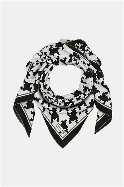 Vakko Twill İpek Eşarp - 27263 - Siyah Yeşil