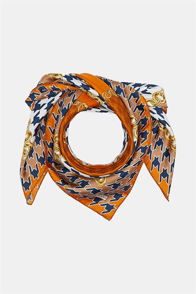Vakko Twill İpek Eşarp - 36259 - Turuncu