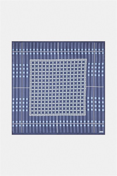 Vakko Twill İpek Eşarp - 40421 - Açık Lacivert