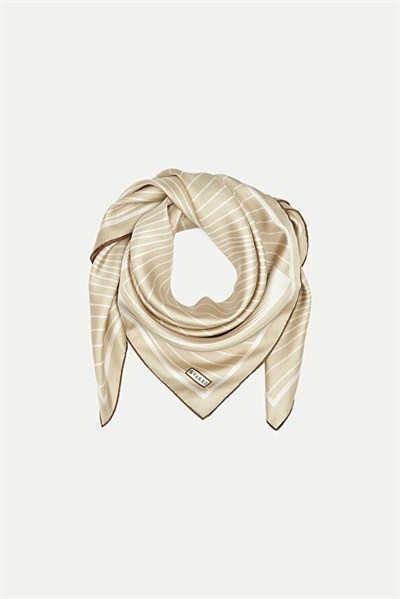 Vakko Twill İpek Eşarp - 40550 - Krem Beyaz