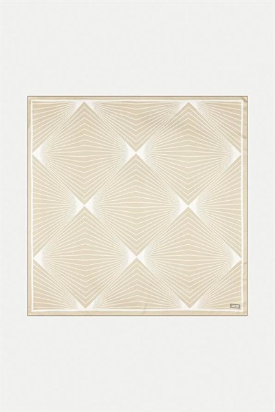 Vakko Twill İpek Eşarp - 40550 - Krem Beyaz