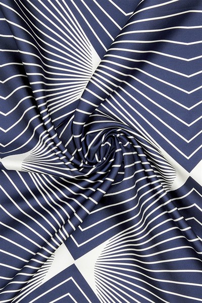 Vakko Twill İpek Eşarp - 40550 - Lacivert Beyaz