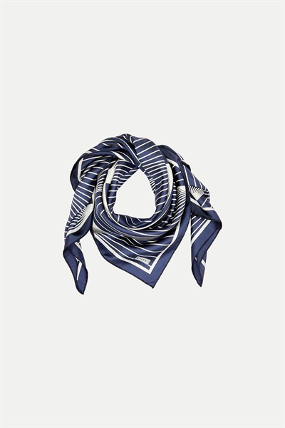 Vakko Twill İpek Eşarp - 40550 - Lacivert Beyaz