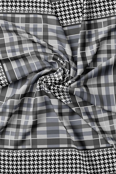 Vakko Twill İpek Eşarp - 40715 - Koyu Gri Siyah