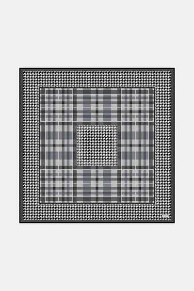 Vakko Twill İpek Eşarp - 40715 - Koyu Gri Siyah