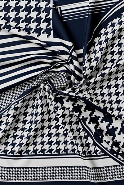 Vakko Twill İpek Eşarp - 40723 - Lacivert Gri