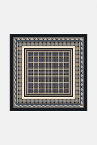 Vakko Twill İpek Eşarp - 40805 - Lacivert Siyah