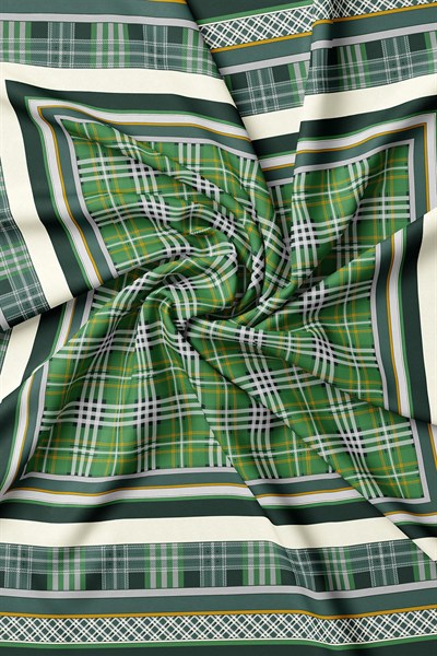 Vakko Twill İpek Eşarp - 40805 - Yeşil