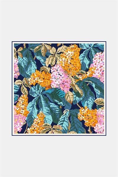 Vakko Twill İpek Eşarp - 40925-55 Metalik Mavi