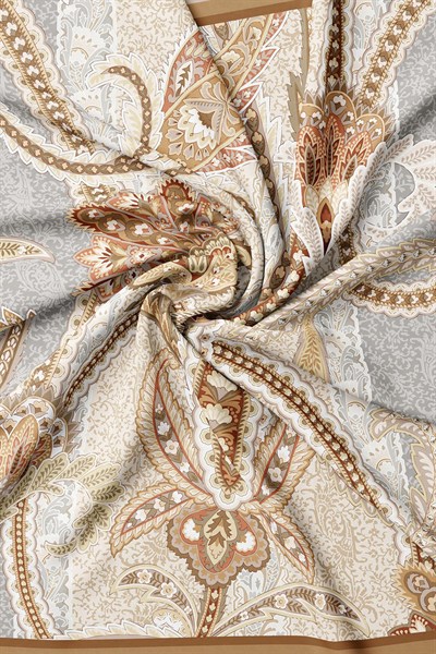 Vakko Twill İpek Eşarp - 40932-64 Açık Kahve