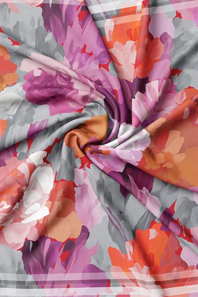 Vakko Twill İpek Eşarp - 40972 - Lila Gri